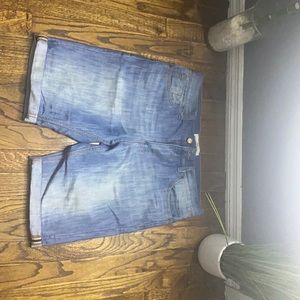 Mid wash denim shorts